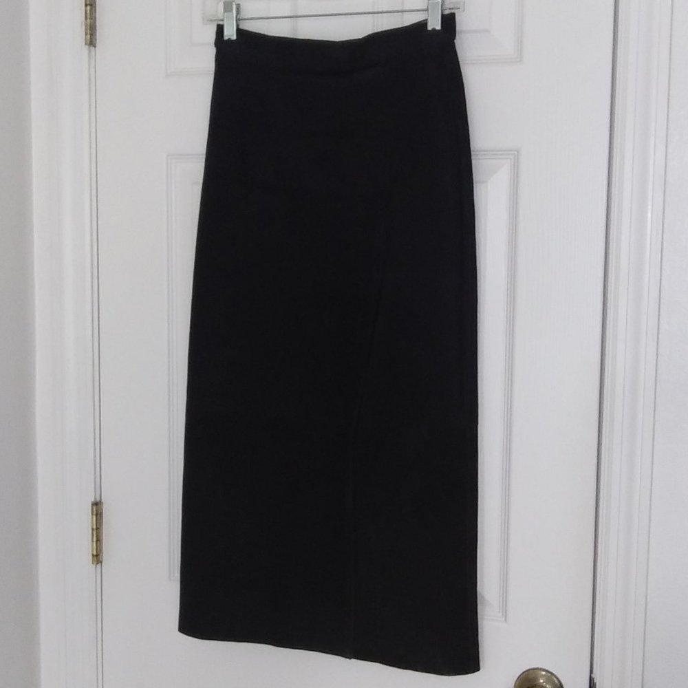 bagatelle Black 100% Suede Leather Pencil Midi Skirt